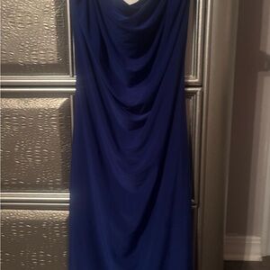 Chic Blue Sleeveless Sheath Dress with Cowl Neck for Cocktail